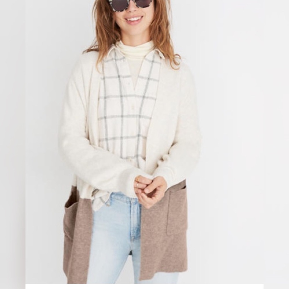 Madewell Kent Colorblock Cardigan Sweater in Coziest Yarn - XS